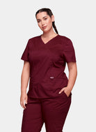 Cherokee WW Revolution Mock Wrap Scrub Top WWE610-Wine