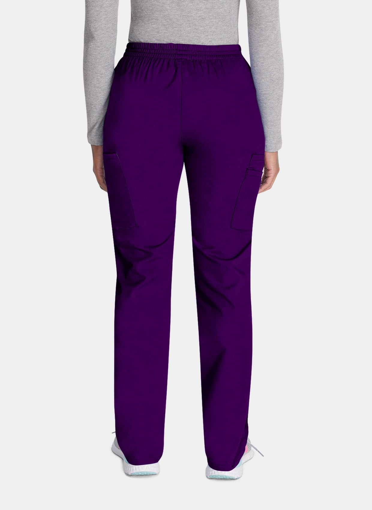 Dickies EDS Signature Ladies Natural Rise Tapered Leg Pull-on Scrub Trousers 86106-Eggplant-Back