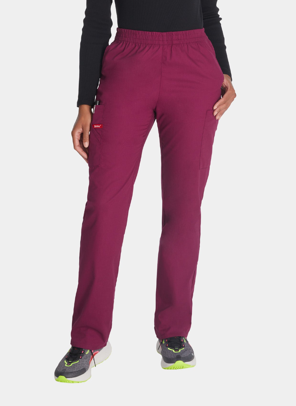 Dickies EDS Signature Ladies Natural Rise Tapered Leg Pull-on Scrub Trousers 86106-Wine