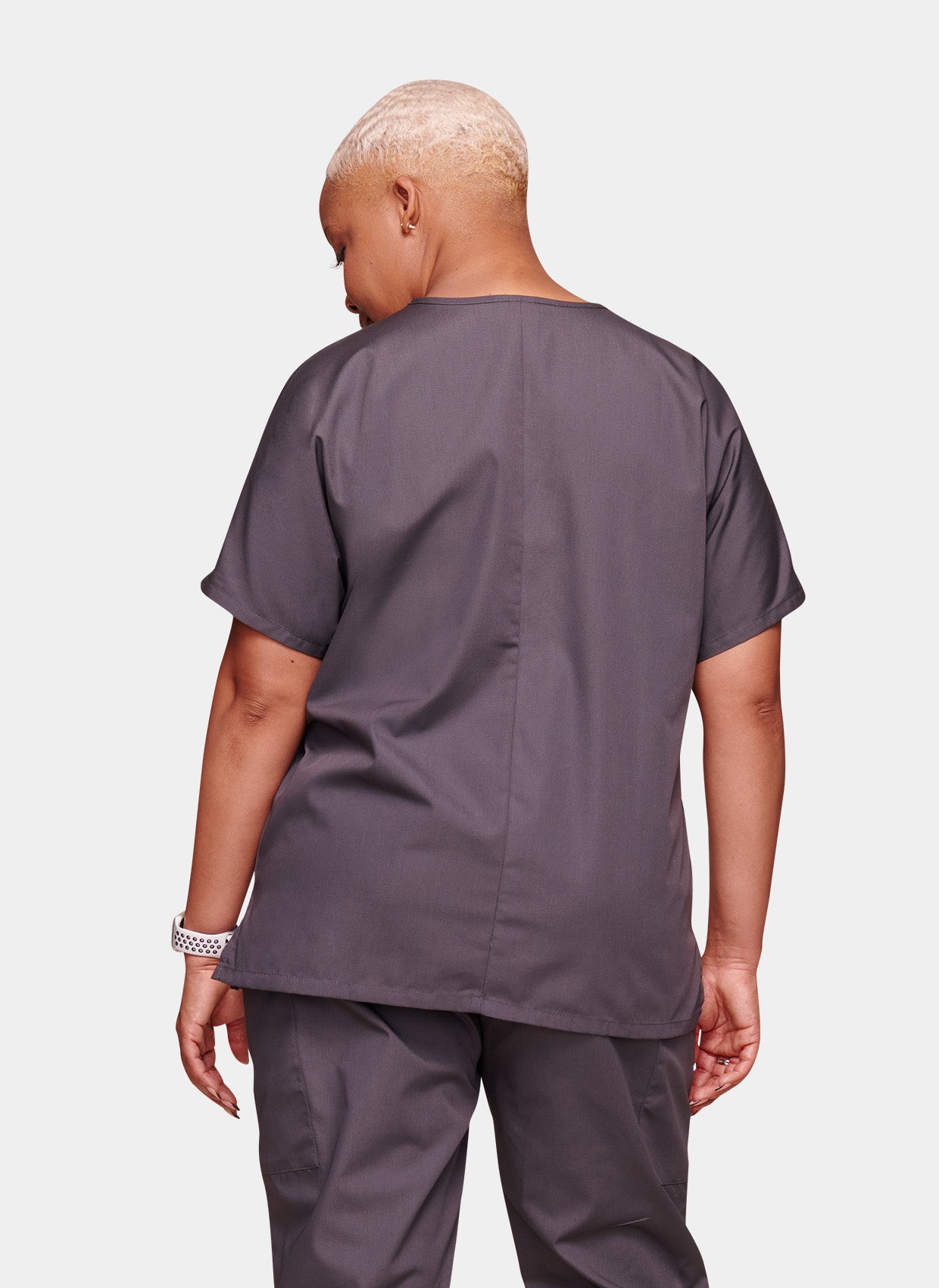 Cherokee Unisex Scrub Top - Pewter - Back