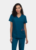 Koi Cureology Cardi Scrub Top - Caribbean