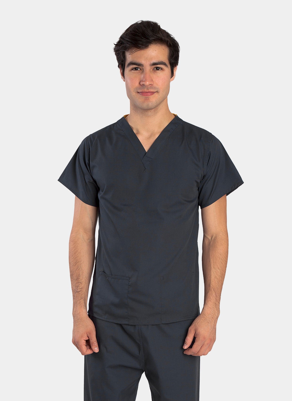 Budget Scrub Top - Pewter - Front 