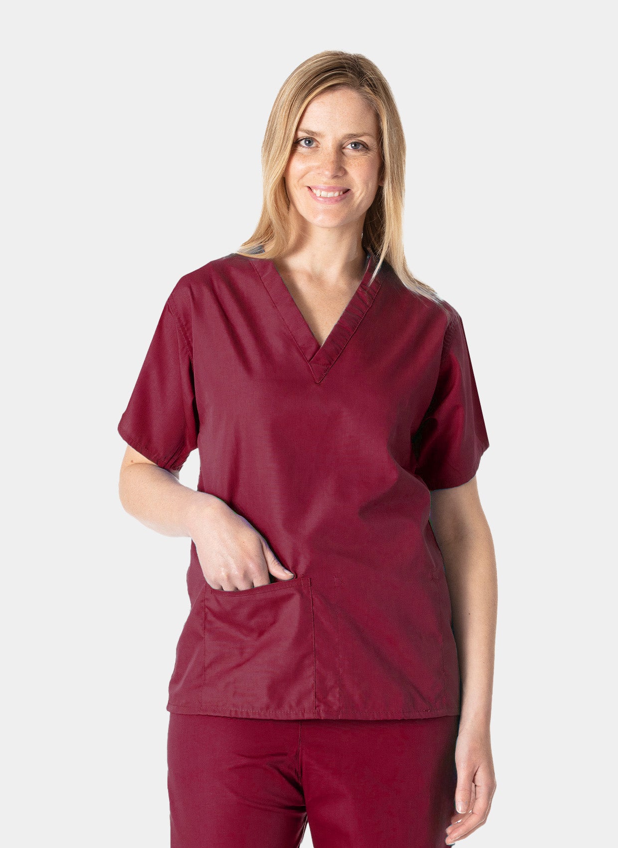 Budget Scrub Top - Raspberry