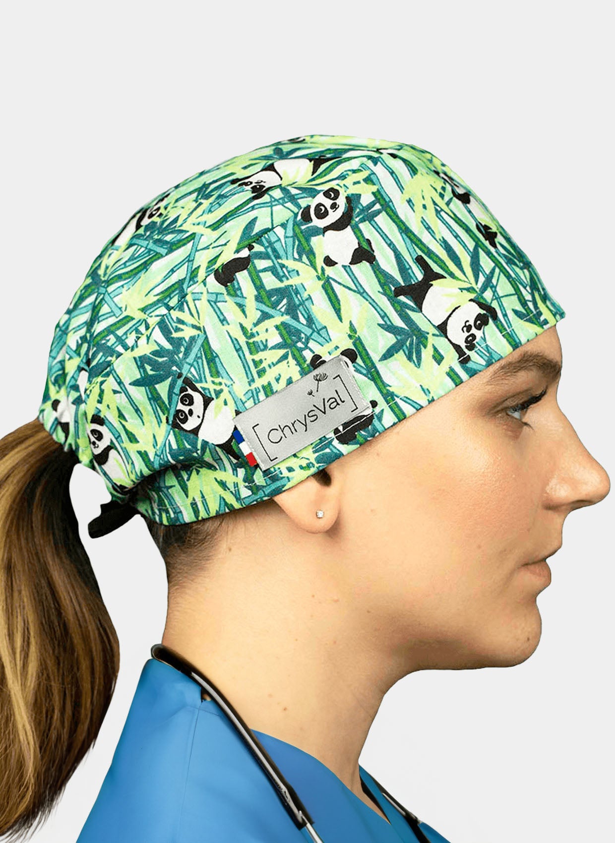 ChrysVal Short Scrub Hat - Bamboo Panda - Women