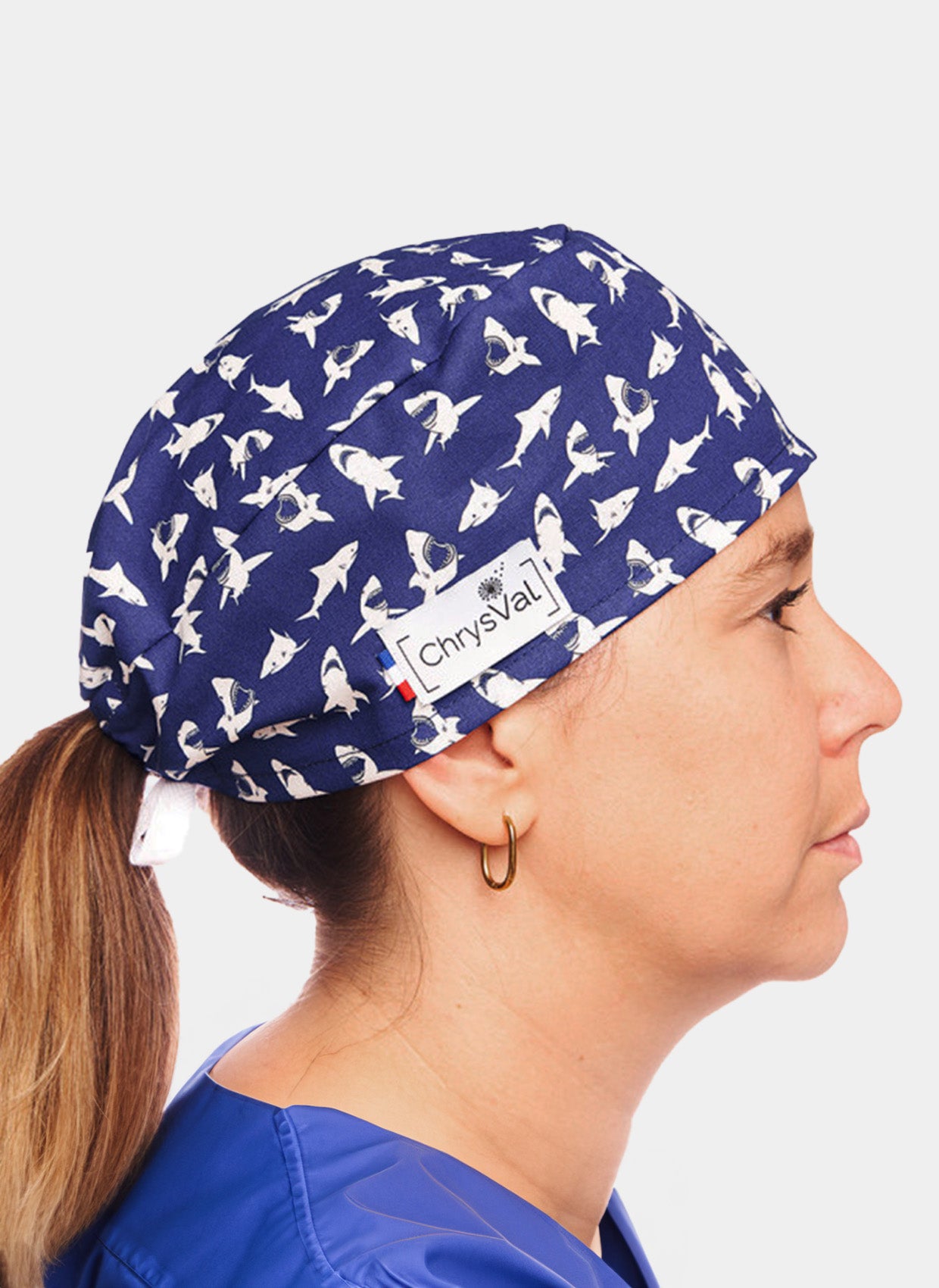 ChrysVal Short Scrub Hat - Sharks - Women