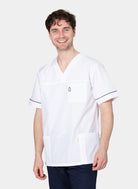 HappyFIT Unisex Alex Scrub Top - White 