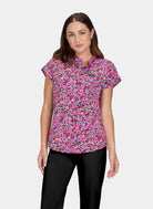 Koi Basics Ari Scrub Top - Field of Posies