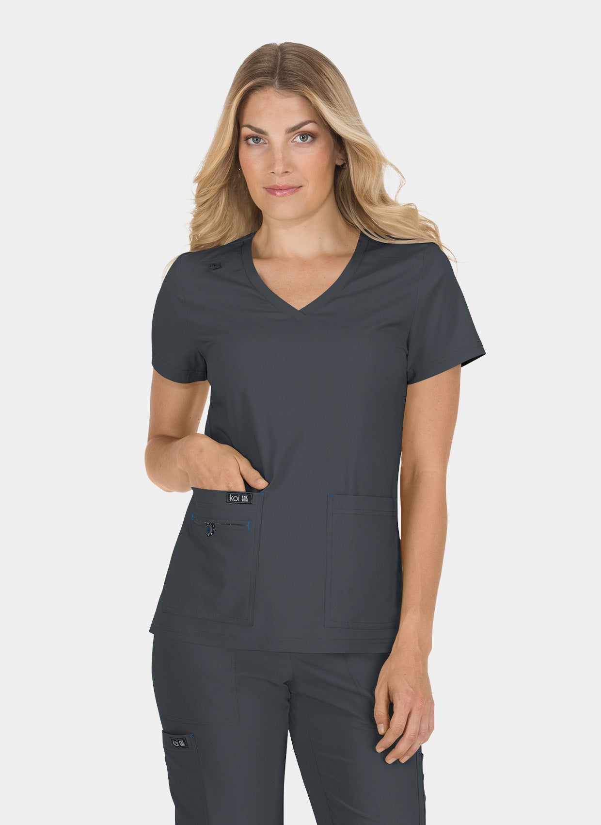 Koi Basics Becca Scrub Top - Charcoal