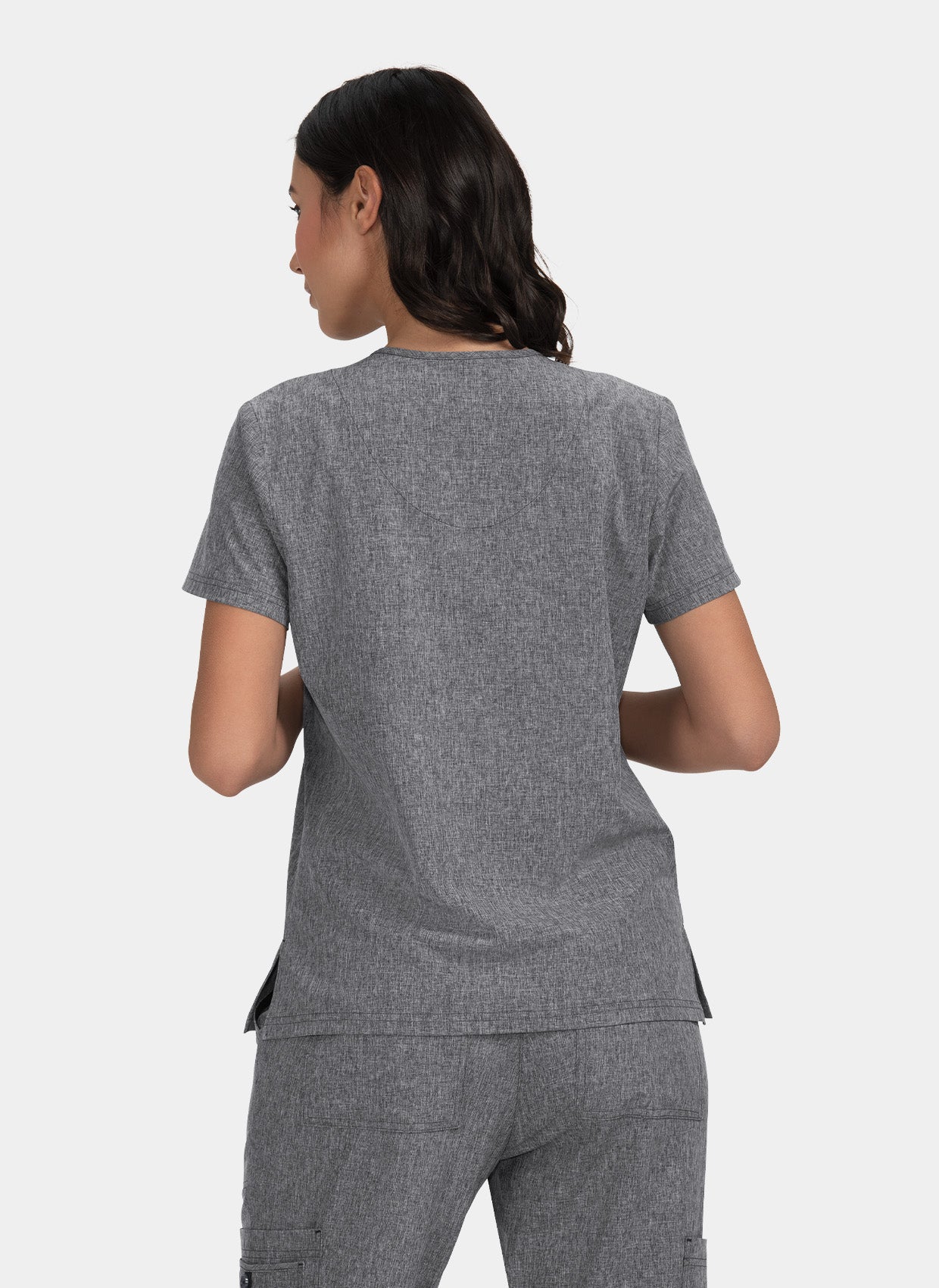 Koi Basics Becca Scrub Top - Heather Grey - Back