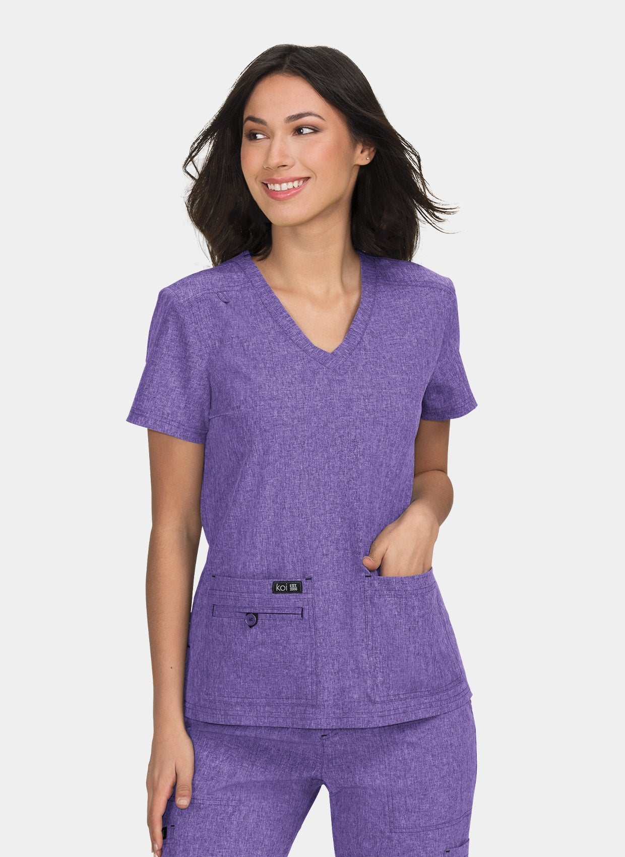 Koi Basics Becca Scrub Top - Heather Wisteria 