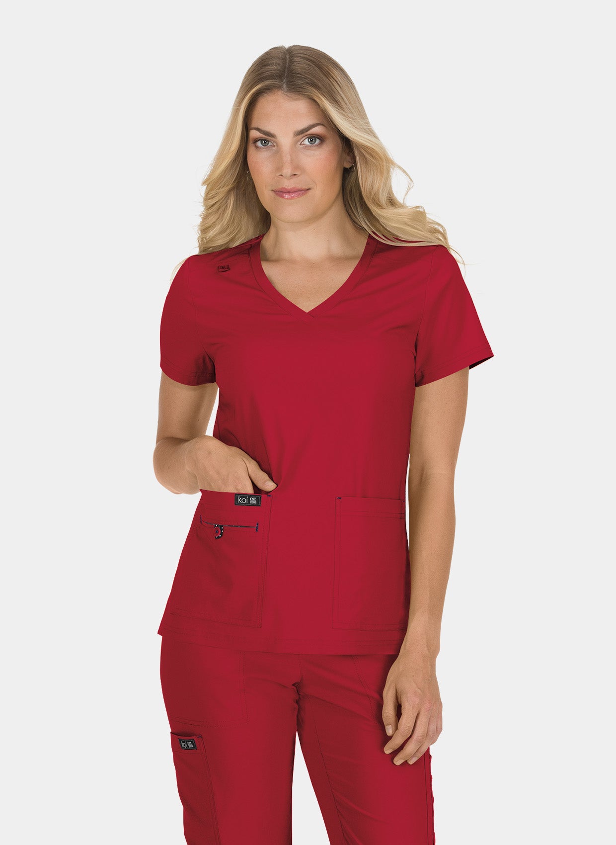 Koi Basics Becca Scrub Top - Ruby