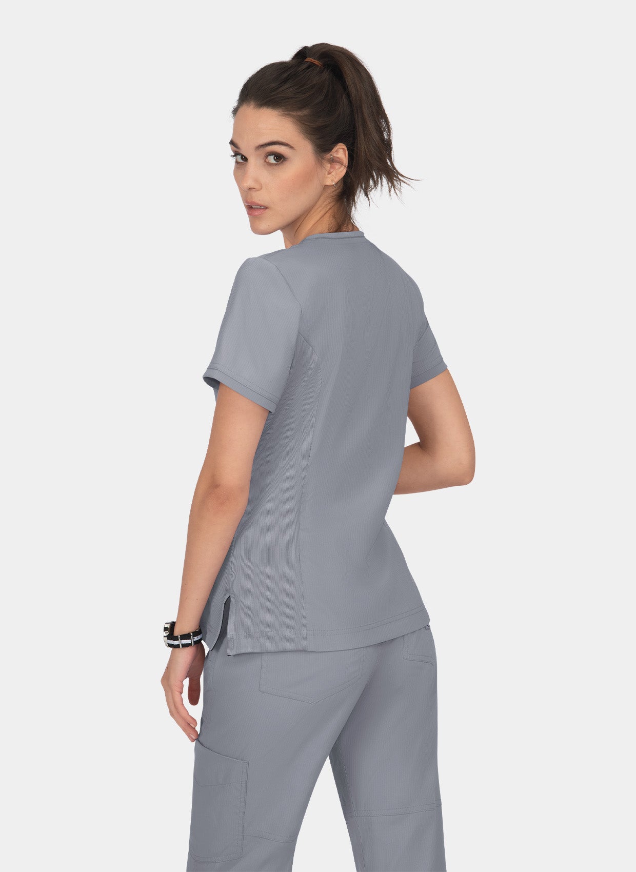 Koi Lite Philosophy Scrub Top - Platinum Grey - Back 