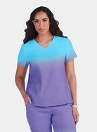 Koi Lite Reclaim Scrub Top - French Lavender Blue Ombre