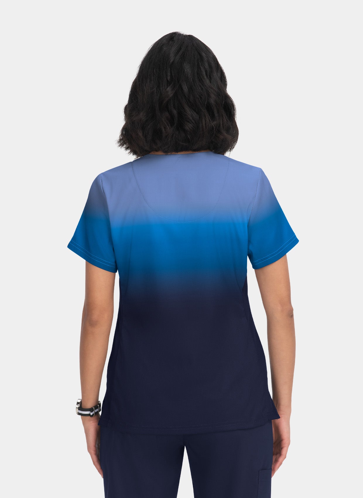 Koi Lite Reclaim Scrub Top - True Ceil  Navy Ombre - Back 