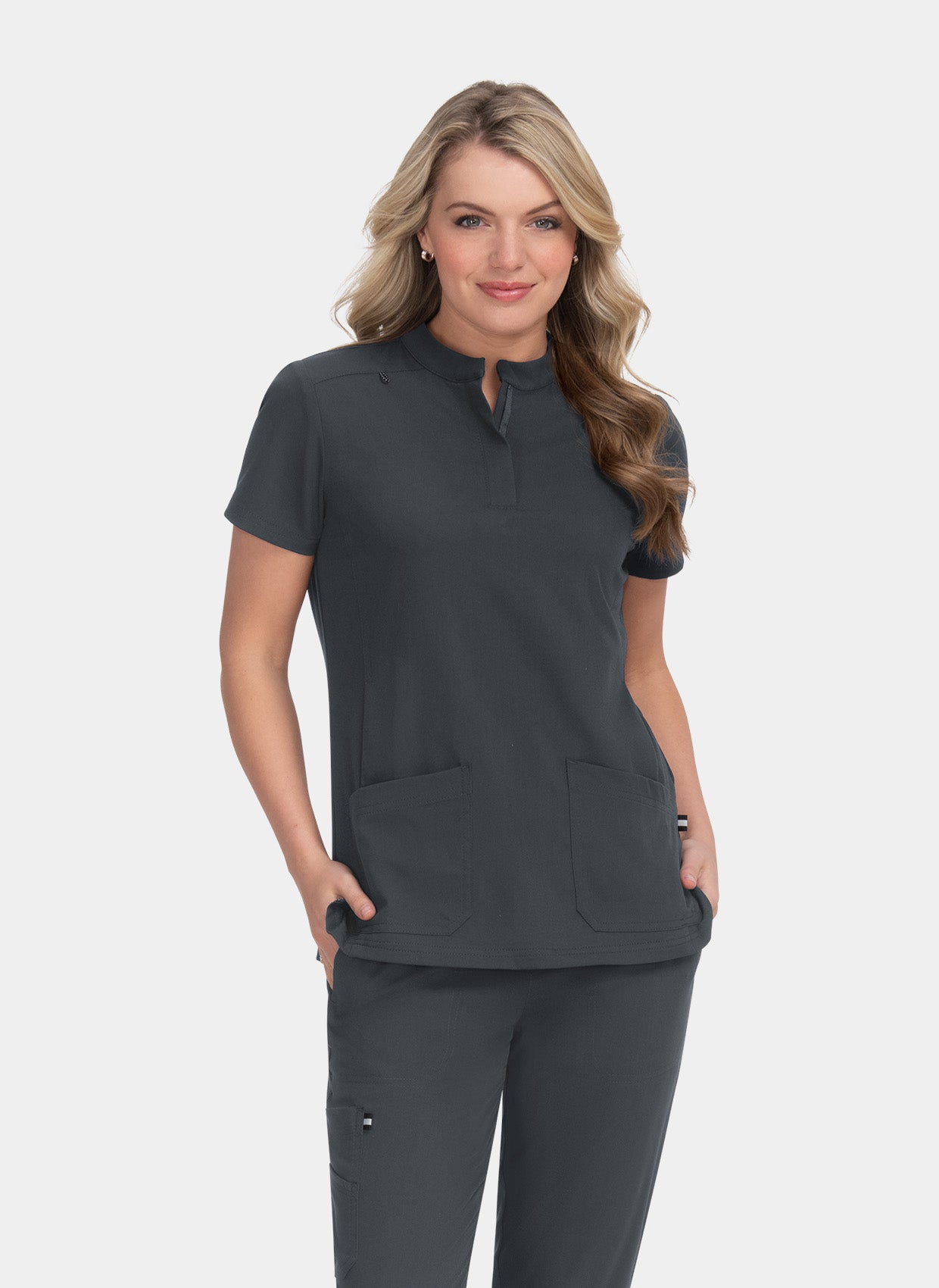 Koi Next Gen Driven Scrub Top - Charcoal - front