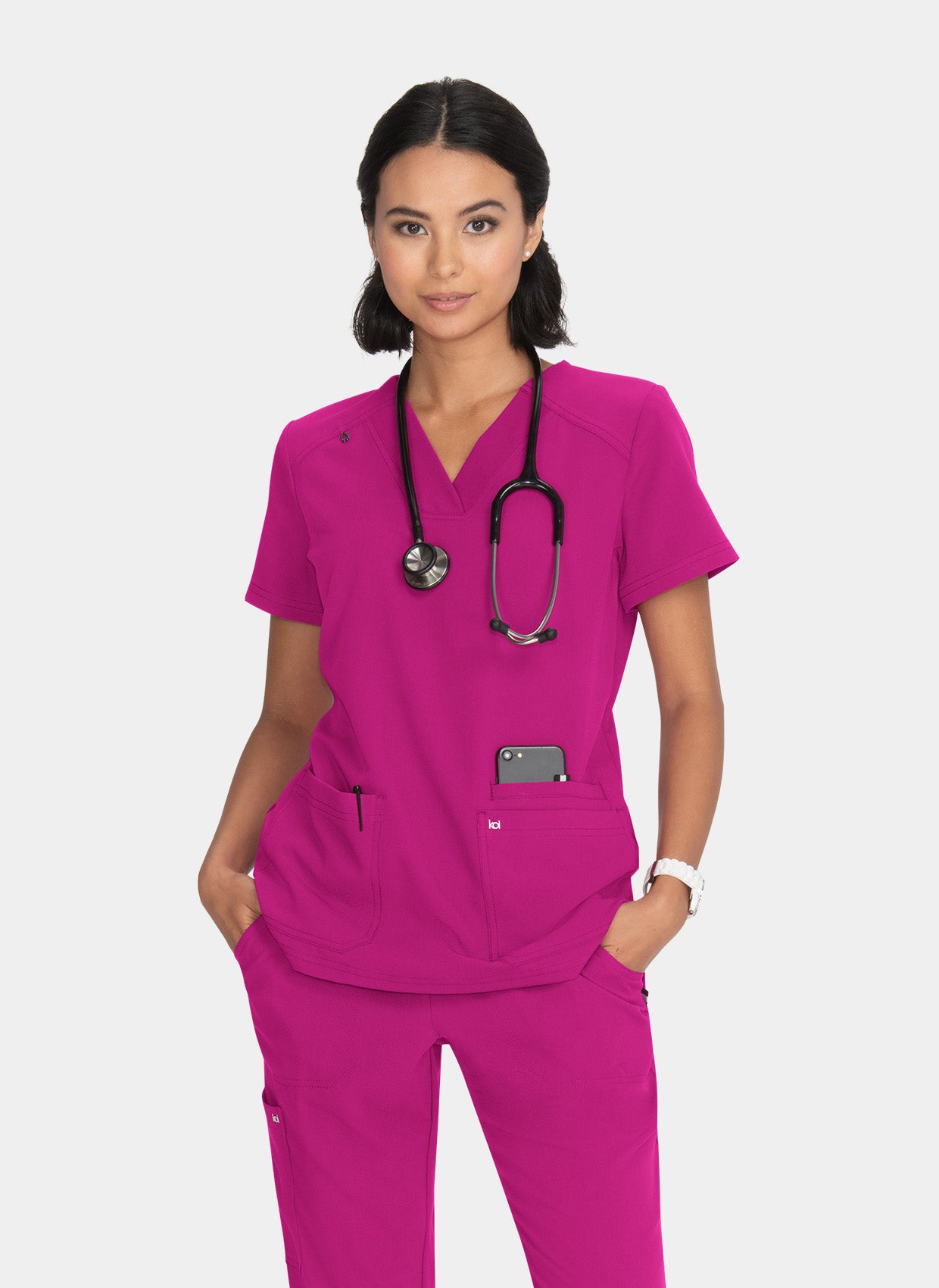 Koi Next Gen Hustle And Heart Scrub Top- Azaela pink