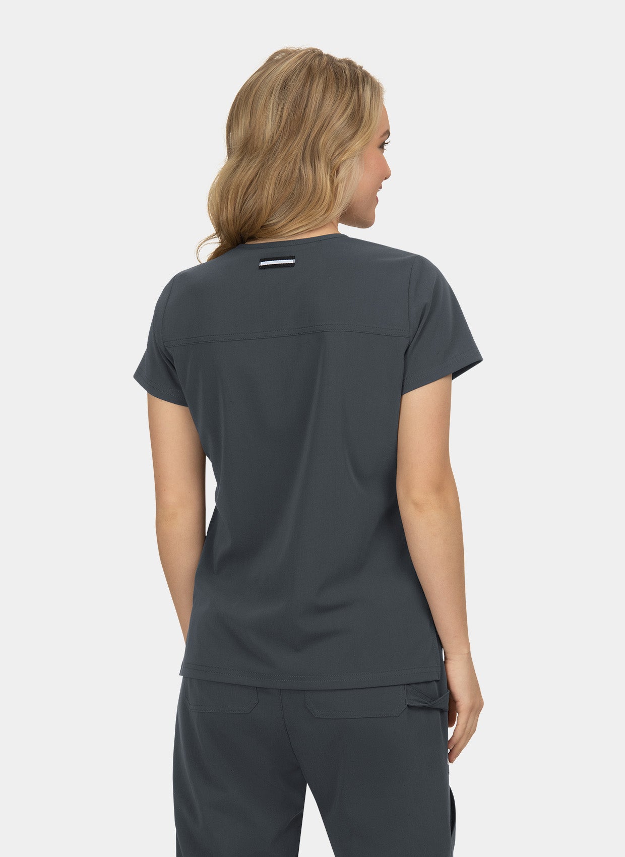 Koi Next Gen Hustle And Heart Scrub Top- Charcoal- Back