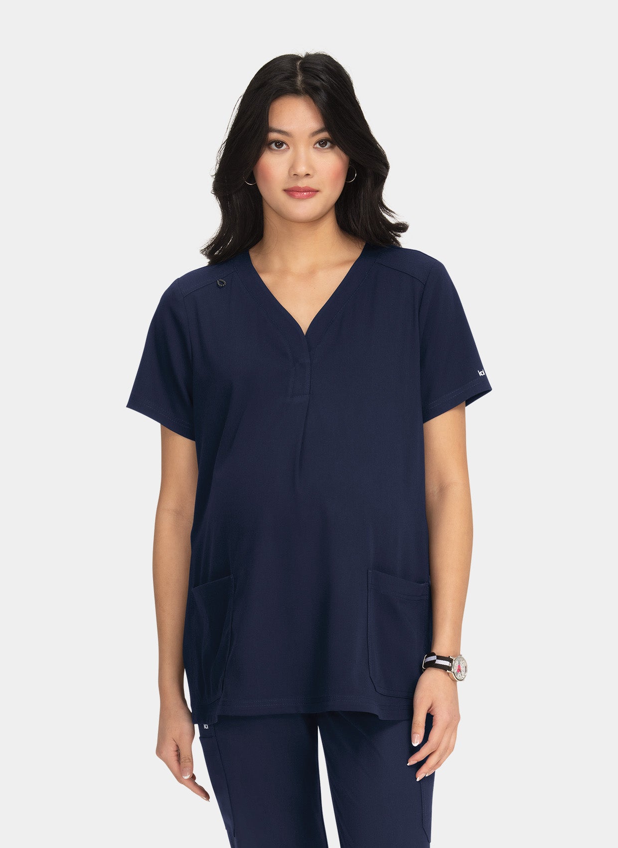 Koi Next Gen Onboard Maternity Scrub Top - Heather Grey